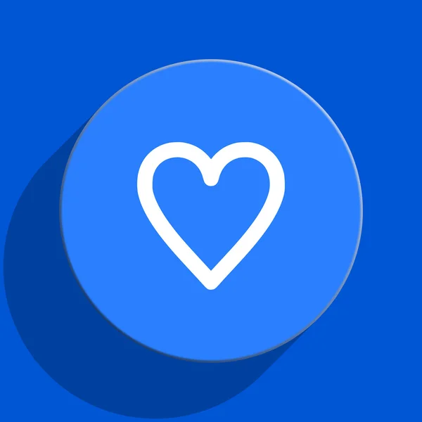 Corazón azul web icono plano —  Fotos de Stock