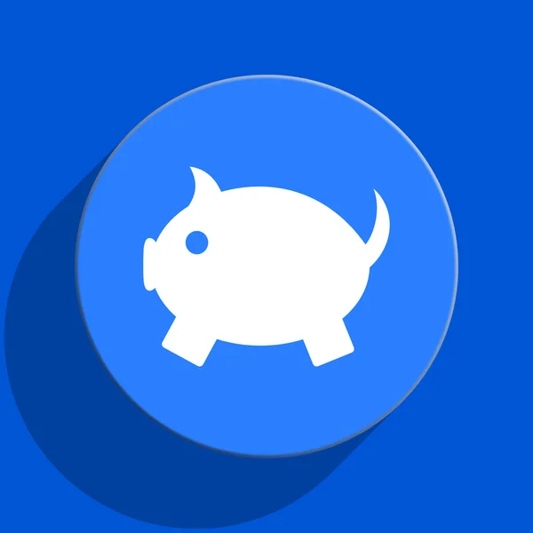 Piggy bank blue web flat icon — Stock Photo, Image