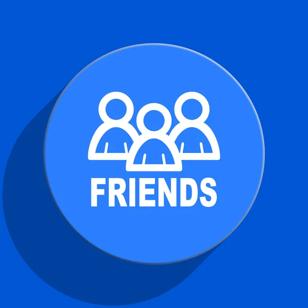 Επίπεδη εικονίδιο φίλους μπλε web — Φωτογραφία Αρχείου