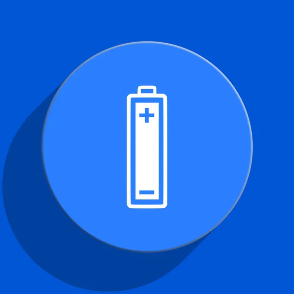 バッテリー ブルー web フラット アイコン — ストック写真