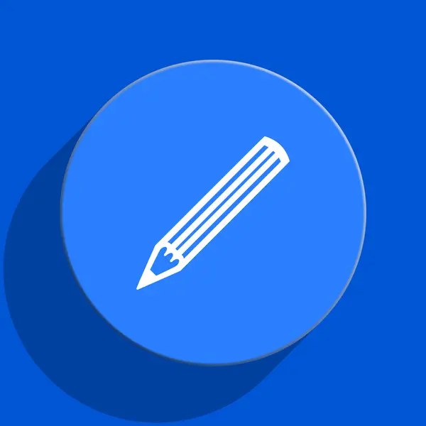 Bleistift blaues Web flaches Symbol — Stockfoto