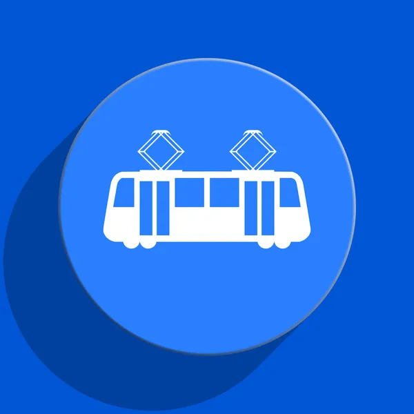 Tramvay mavi web düz simgesi — Stok fotoğraf