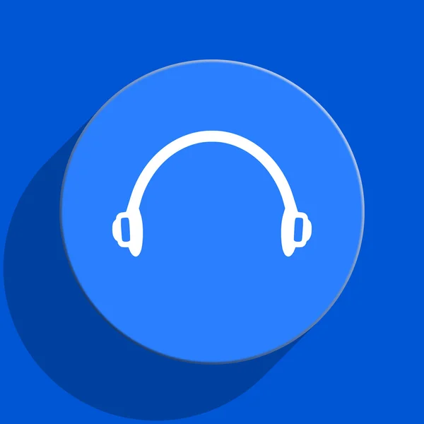 Headphones blue web flat icon — Stock Photo, Image