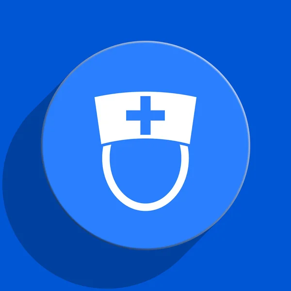 Медсестра синій веб-плаский значок — стокове фото