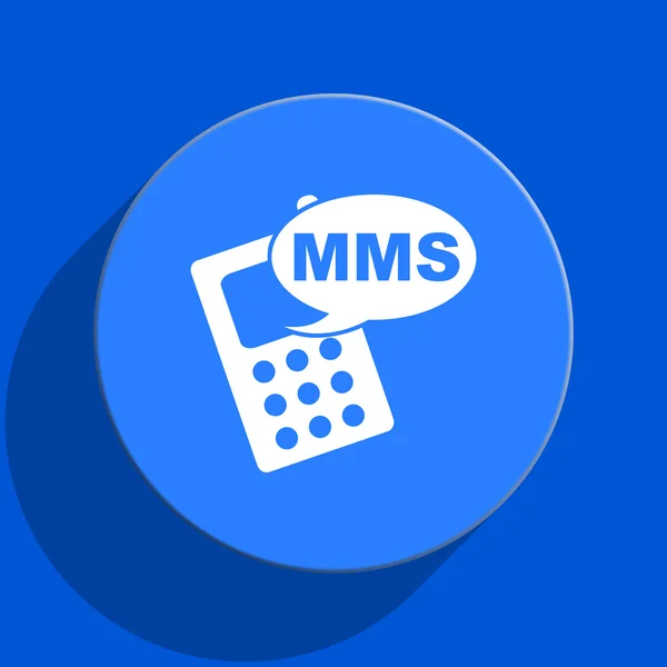 MMS-blau Web-flach-Symbol — Stockfoto