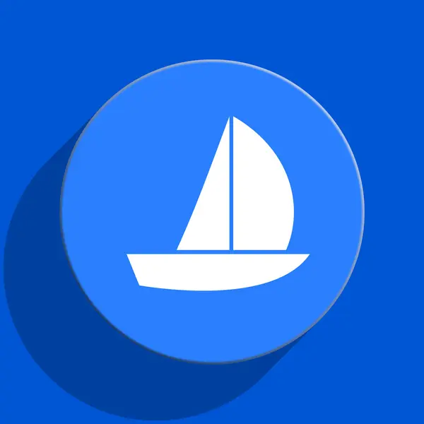 Yacht blue web flat icon — Stockfoto