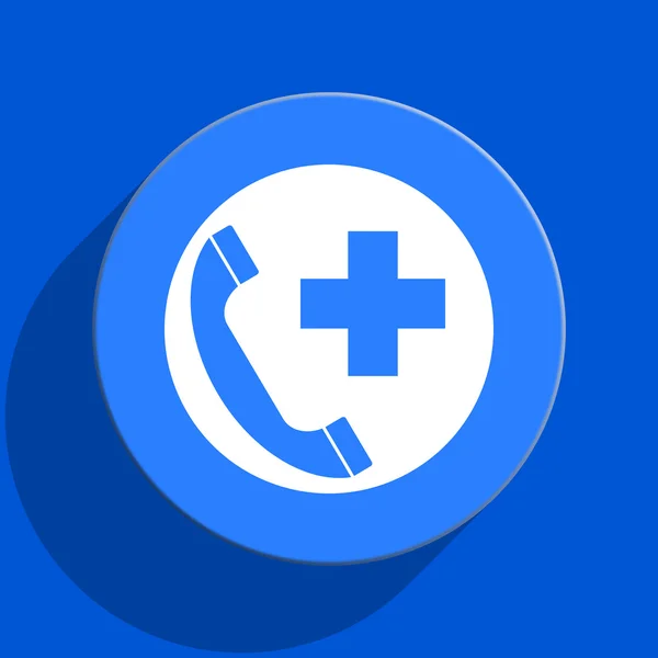 Chiamata di emergenza blu web flat icon — Foto Stock