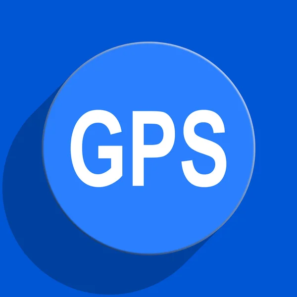 GPS niebieska tkanina ikona płaski — Zdjęcie stockowe