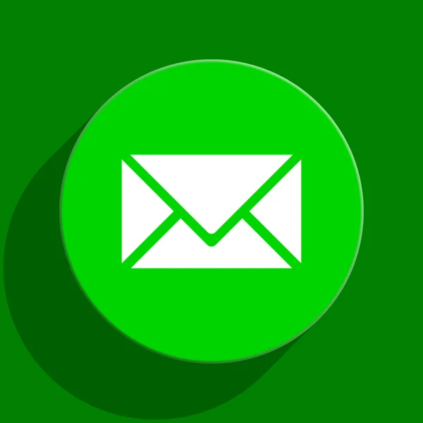 电子邮件绿色平面图标 — 图库照片