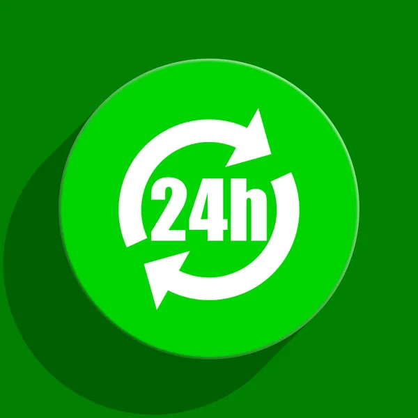 24h zielona ikona płaski — Zdjęcie stockowe