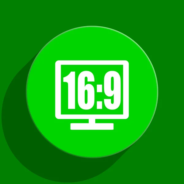 16 9 ícone de exibição plana verde — Fotografia de Stock