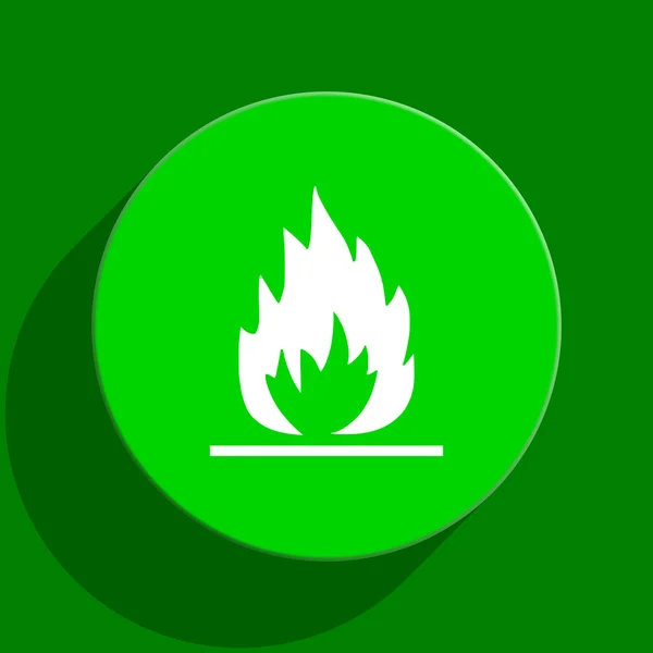 Alev yeşil düz simgesi — Stok fotoğraf