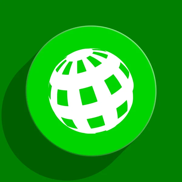 地球の緑のフラット アイコン — ストック写真