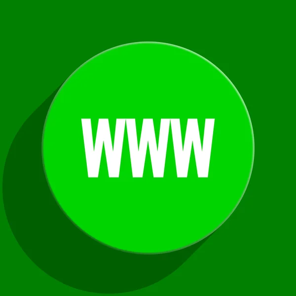 Www zöld lapos ikon — Stock Fotó