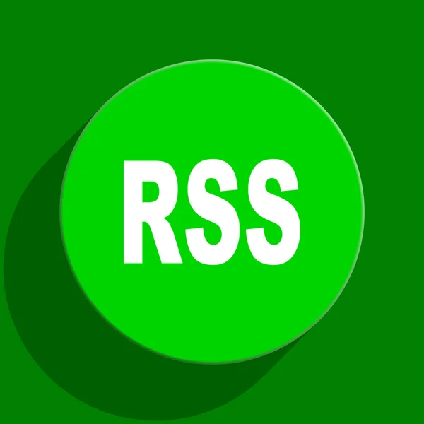 Płaski ikona RSS zielony — Zdjęcie stockowe