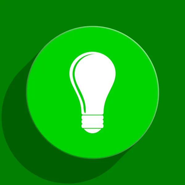 Żarówka zielona ikona płaski — Zdjęcie stockowe