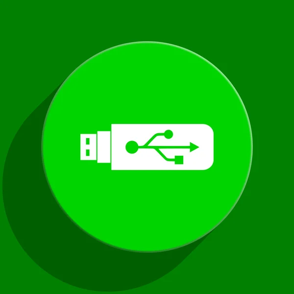 Usb grüne flache Symbol — Stockfoto