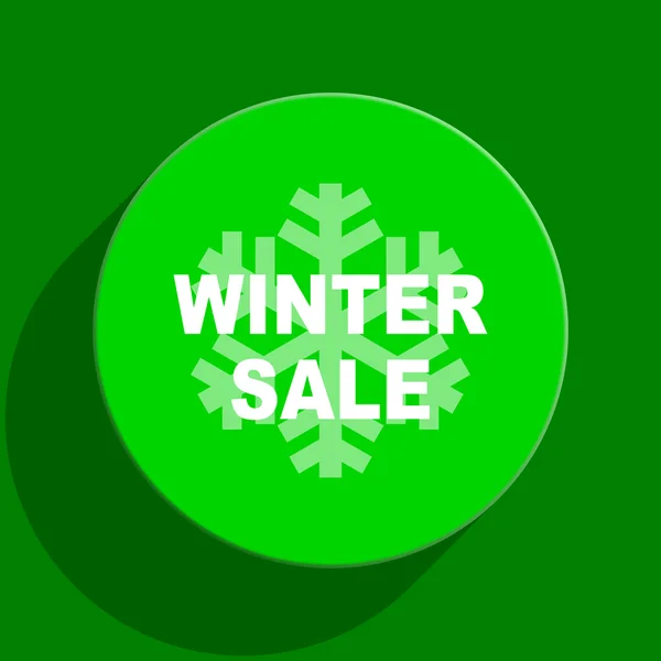 Зимовий продаж зеленої плоскої ікони — стокове фото