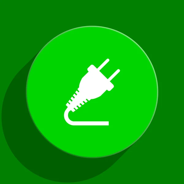 Plug icono plano verde — Foto de Stock