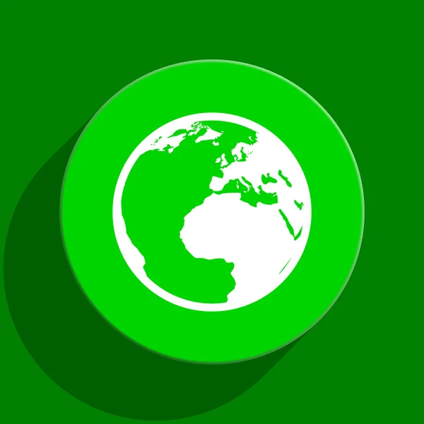 Terra ícone plano verde — Fotografia de Stock