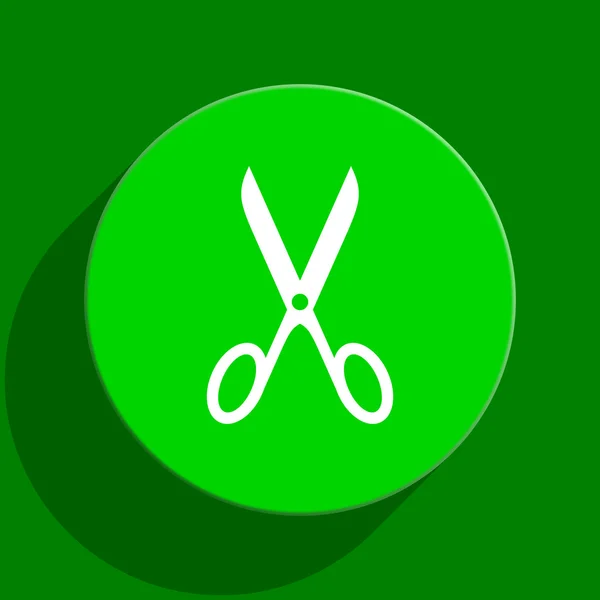 Tesoura ícone plano verde — Fotografia de Stock