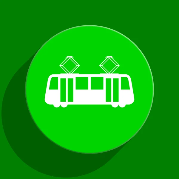 Tram green flat icon — Stock Photo, Image