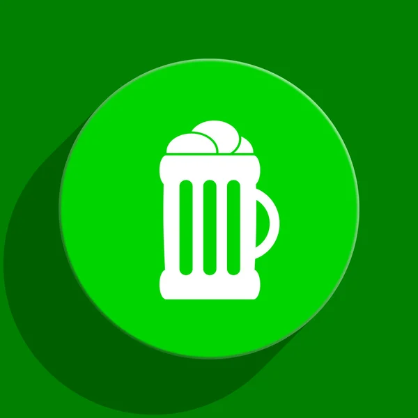 Zöld sör lapos ikon — Stock Fotó