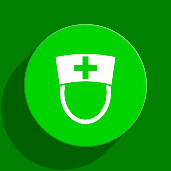 Pielęgniarka zielona ikona płaski — Zdjęcie stockowe