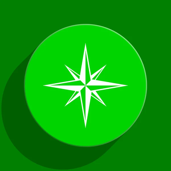 Zöld iránytű lapos ikon — Stock Fotó