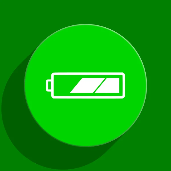 フラットの緑色のバッテリ アイコン — ストック写真