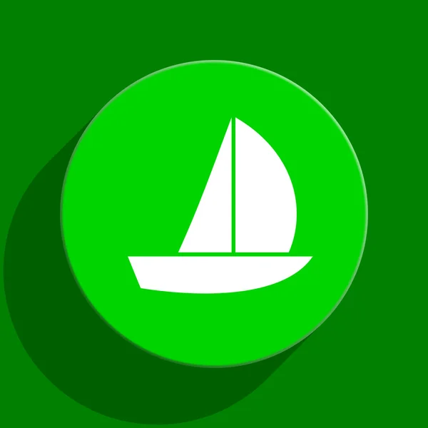 Yacht grüne flache Ikone — Stockfoto