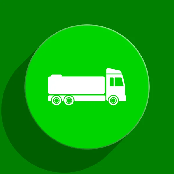 Вантажівка зелена плоска іконка — стокове фото