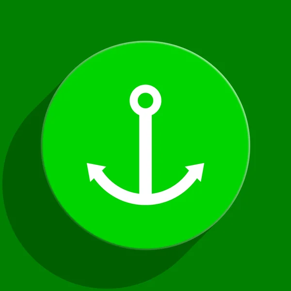 Анкерна зелена плоска іконка — стокове фото