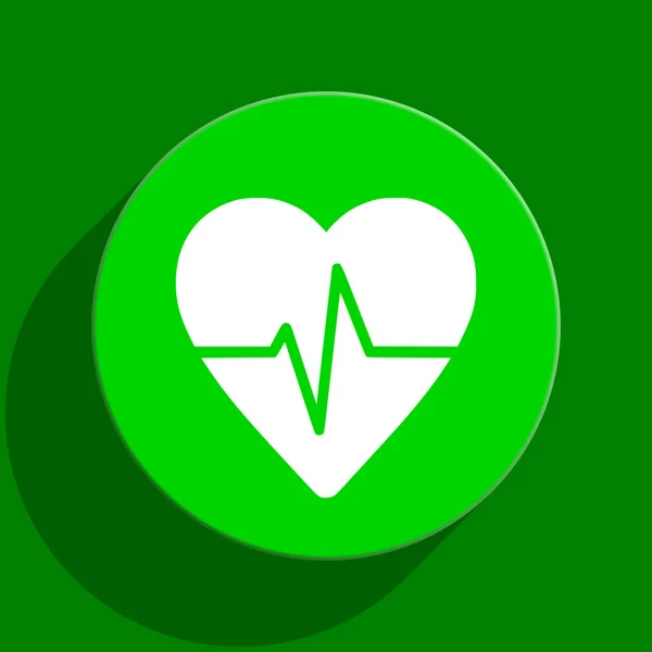 Pulzní zelený plochý ikona — Stock fotografie