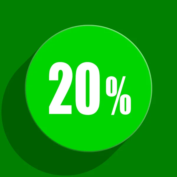 20 percent green flat icon — Stock Photo, Image