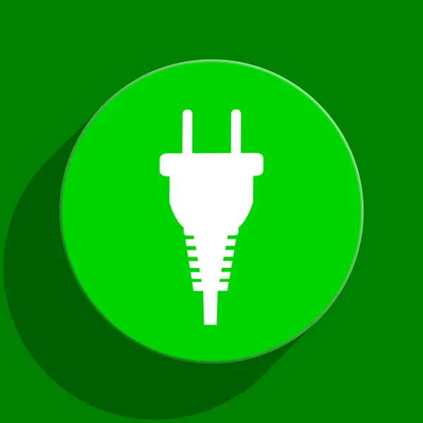 Plug ícone plana verde — Fotografia de Stock