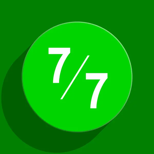7 per 7 grön platta ikon — Stockfoto