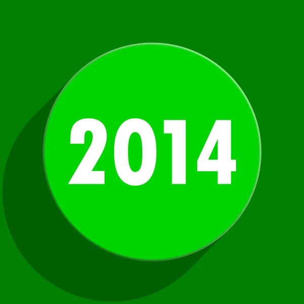Rok 2014 zelený plochý ikona — Stock fotografie