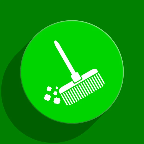 Broom green flat icon — Stock Photo, Image