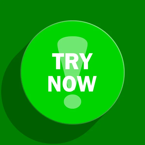 Try now green flat icon — Stock Photo, Image