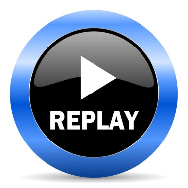 replay blue glossy icon clipart