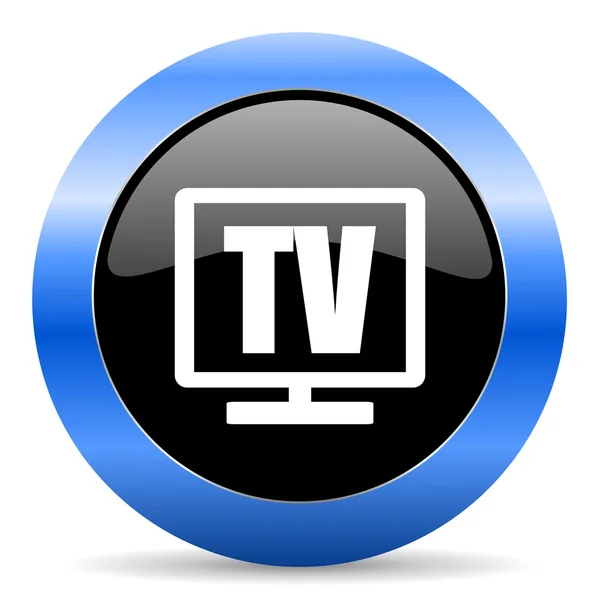 Tv ícone brilhante azul — Fotografia de Stock