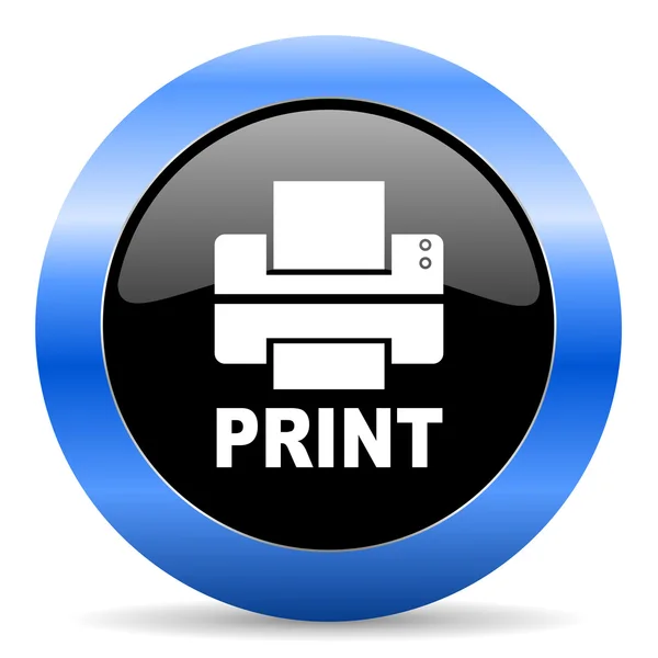 Impresora azul icono brillante —  Fotos de Stock