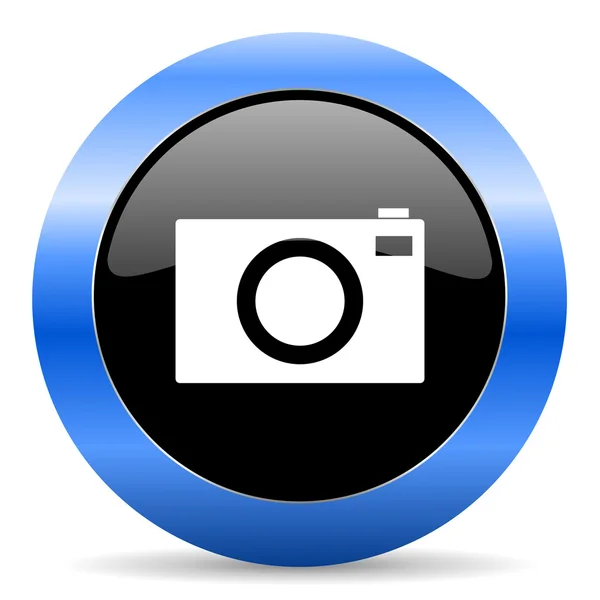 Fotoaparát modrý lesklý ikona — Stock fotografie