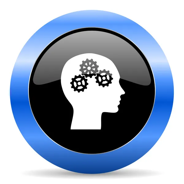 Head blue glossy icon — Stock Photo, Image