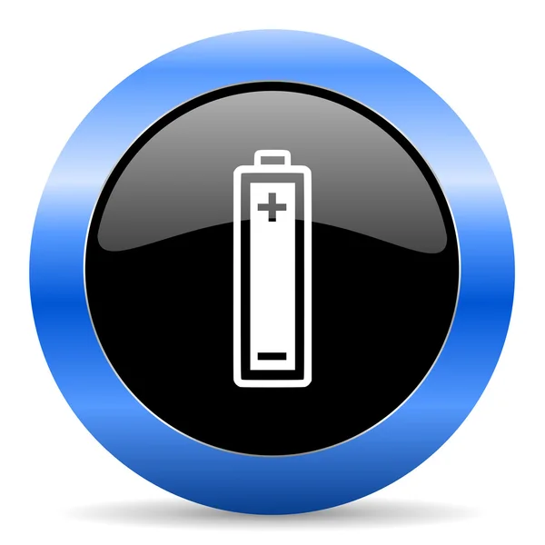 Icône brillante bleu batterie — Photo