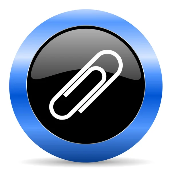 Büroklammer blaues Hochglanzsymbol — Stockfoto