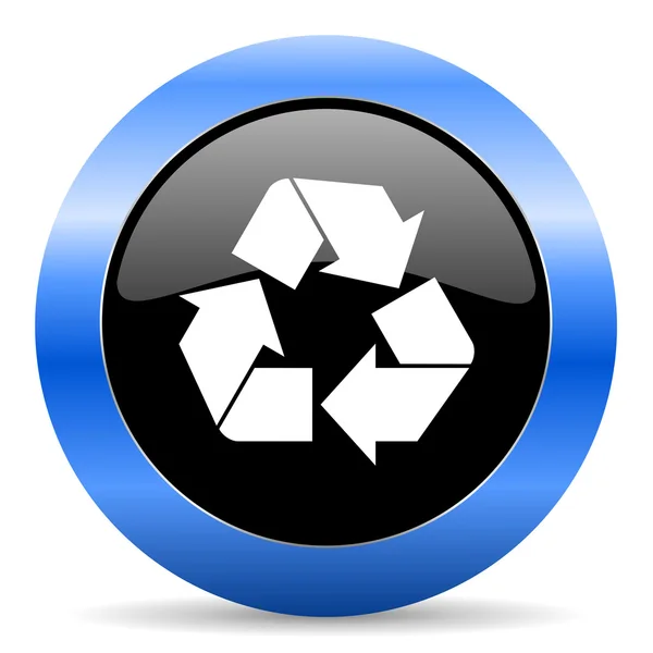 Reciclar ícone brilhante azul — Fotografia de Stock