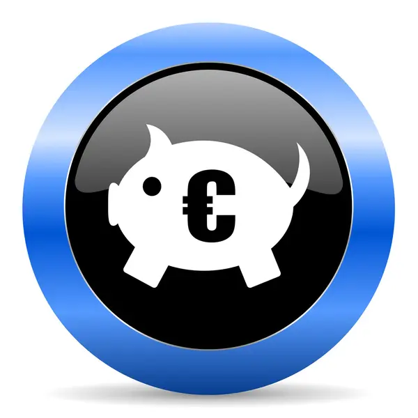 Piggy bank blauwe glanzende pictogram — Stockfoto