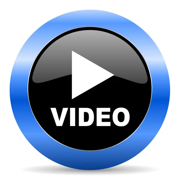 Video icona blu lucido — Foto Stock